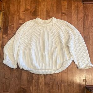 Free People ivory chunky knit oversized sweater